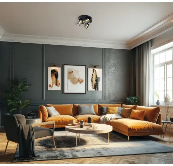 Kanlux 38963 - Faretto LAURIN 3xGU10/10W/230V ottone/nero