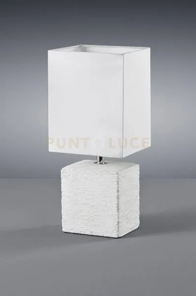 Ping lampada tavolo ceramica bianca paralume quadrato h.29 attacco e14