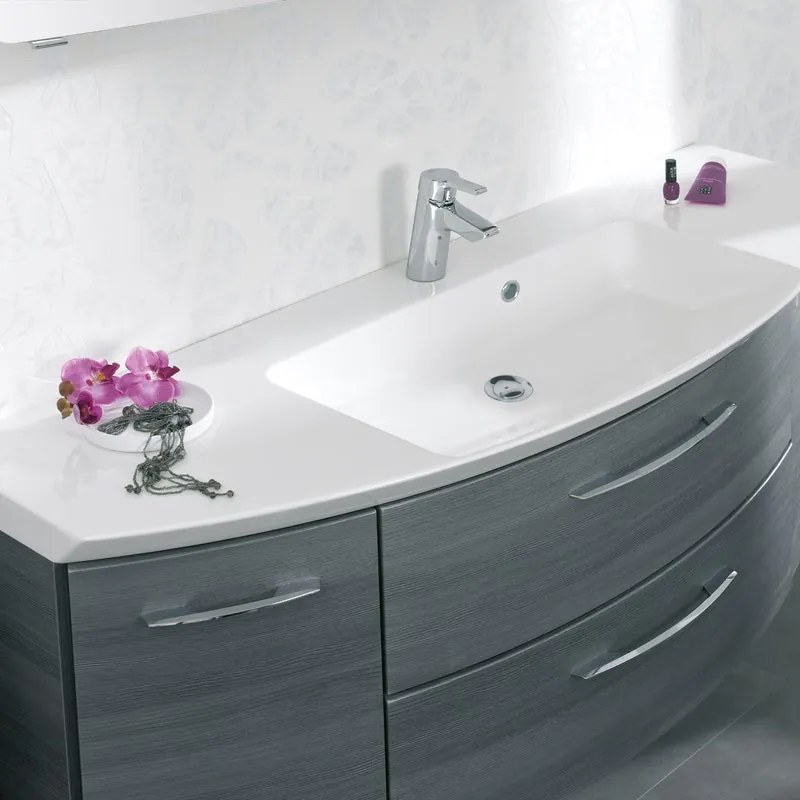 Lavabo d'appoggio rettangolare Cassca L 121 x H 5 x P 51 cm in resina bianco lucido