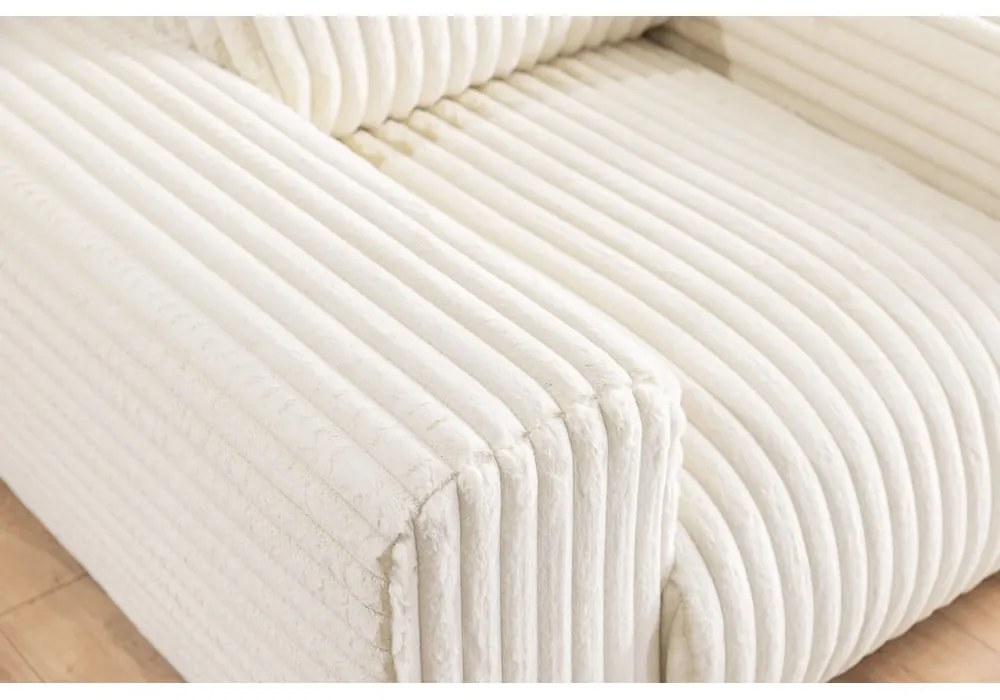 Divano color crema con rivestimento in velluto a coste 178 cm Justin – Ropez