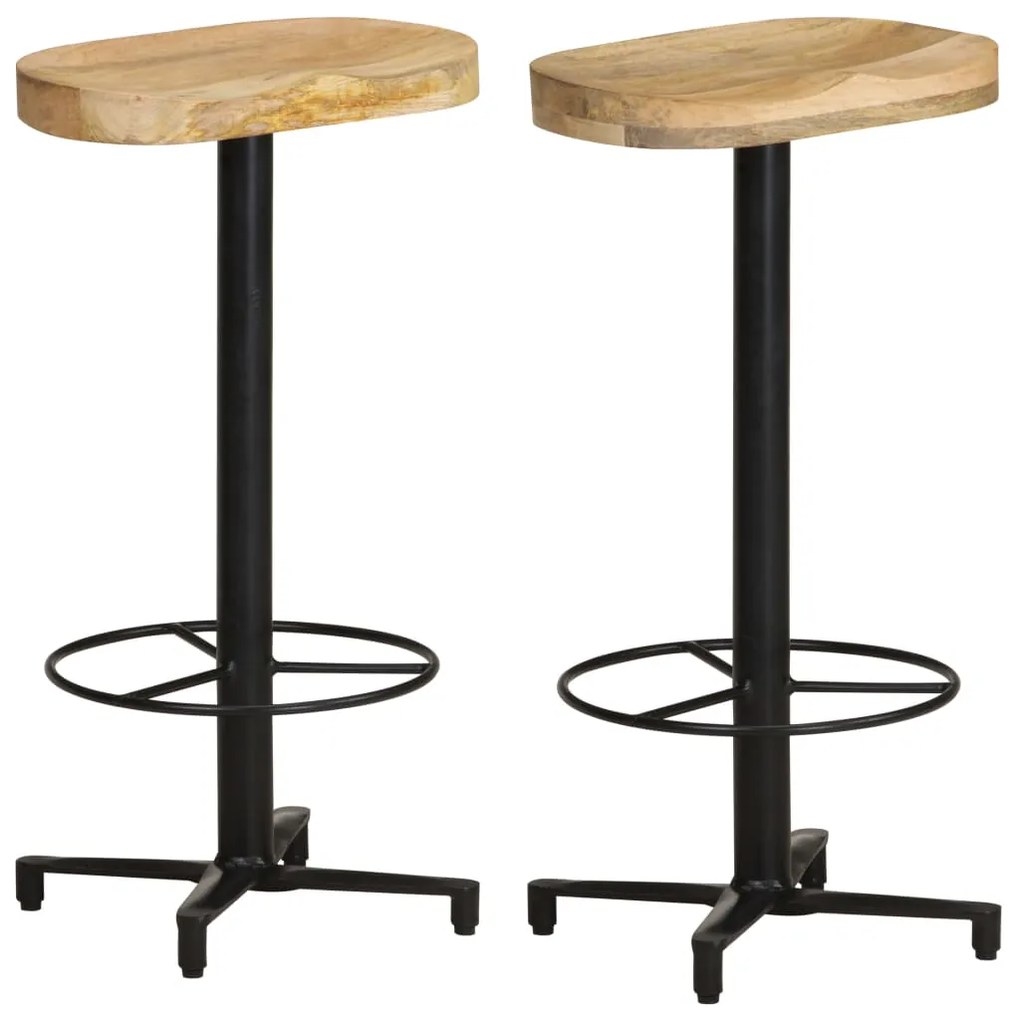Sgabelli Da Bar 2 Pz 76 Cm İn Legno Massello Di Mango /