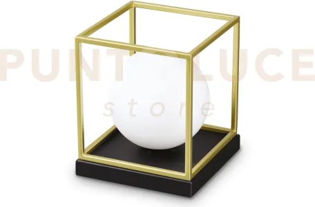 Lingotto lampada da tavolo 1 luce attacco e14 ottone-nero sfera bianca