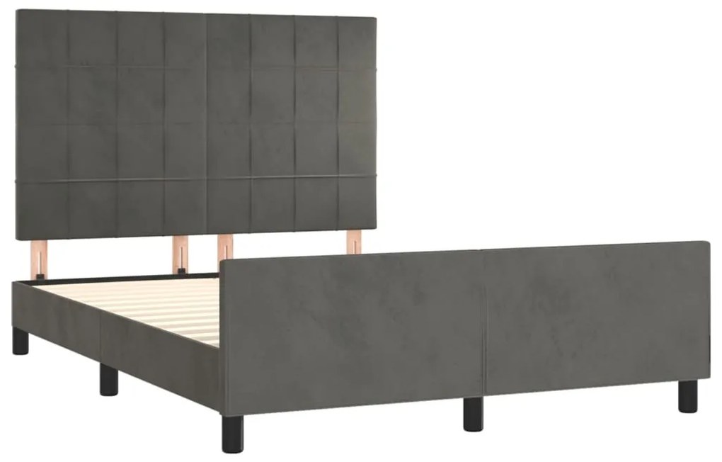 Giroletto con testiera grigio scuro 140x190 cm in velluto