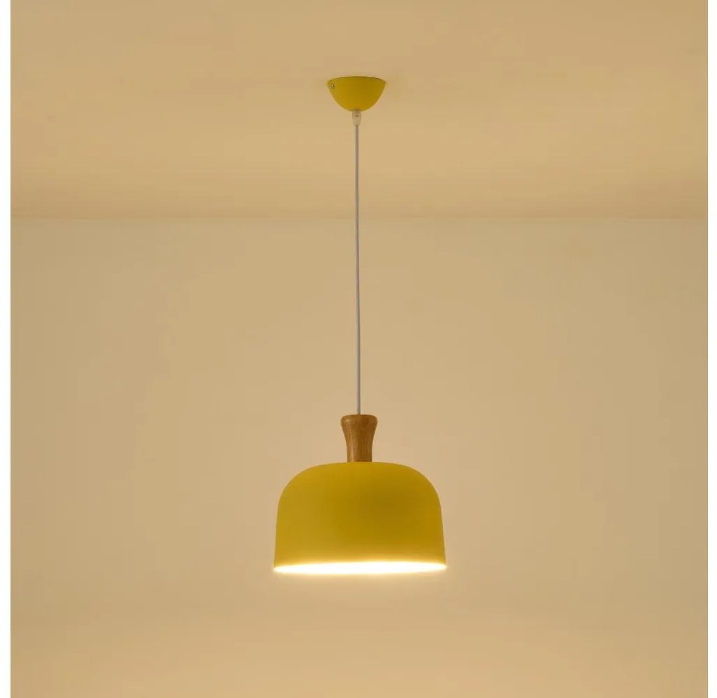 Lampadario a sospensione con filo 1xE27/15W/230V giallo pr. 27 cm