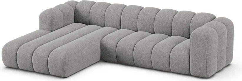 Divano angolare grigio (con penisola a sinistra/con chaise lounge) con rivestimento in ciniglia Lupine – Micadoni