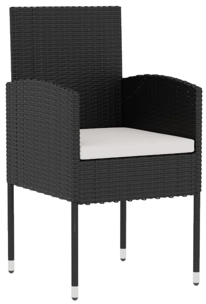 Set mobili da pranzo per giardino 3 pz polyrattan nero