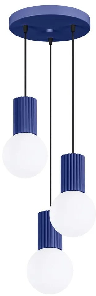 Lampadario blu scuro con paralume in vetro ø 25 cm Orbital – Sollux