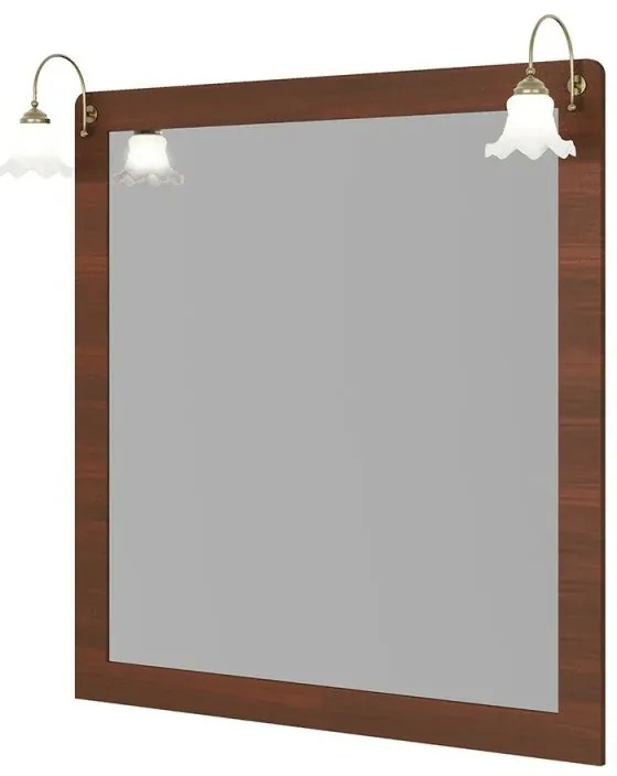 Mobile bagno a terra 115 cm noce con lavabo specchio e lampade Romantica
