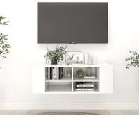 Armadietto TV da Parete Bianco Lucido 102x35x35cm in Truciolato cod mxl 7901