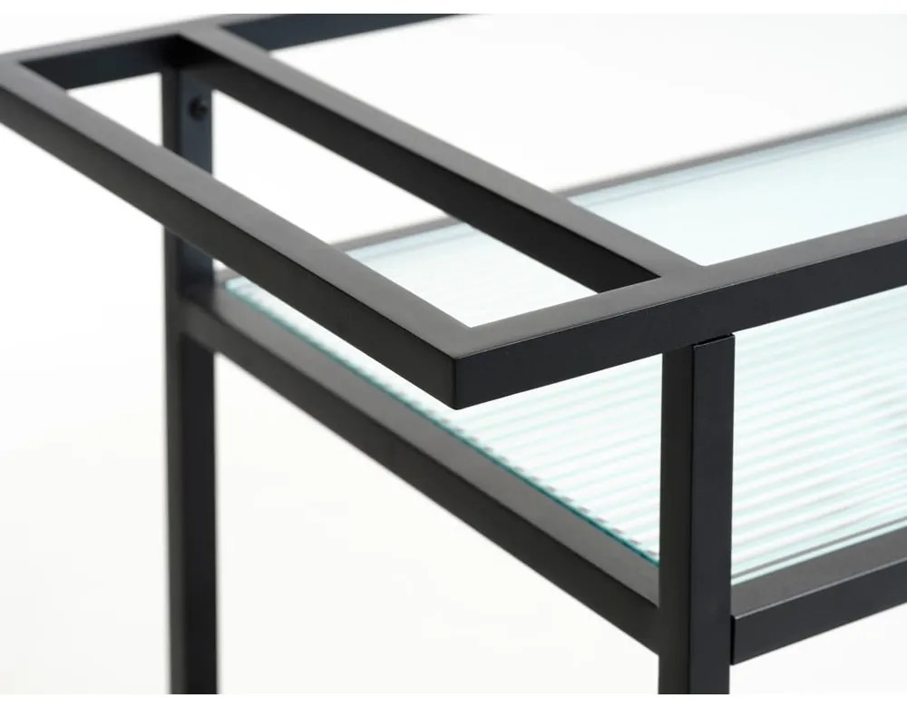 Tavolo da portata in vetro su ruote 42x70 cm Bronco - Unique Furniture