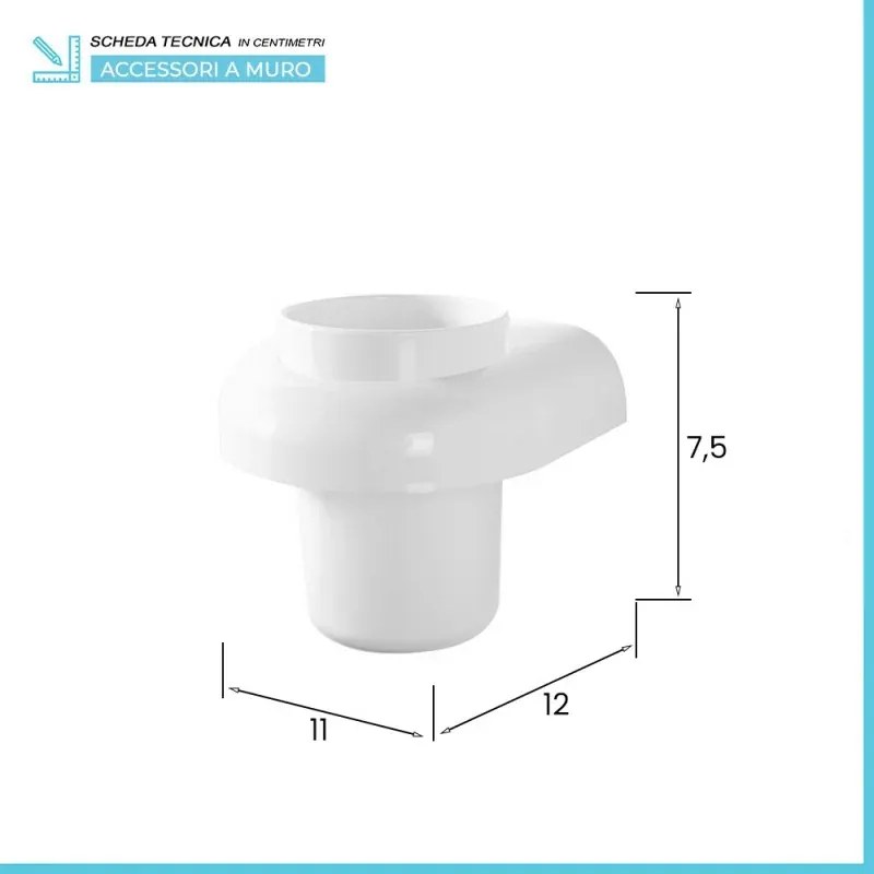 Set accessori a muro 7 pezzi in ABS bianco con doppio fissaggio Gioia