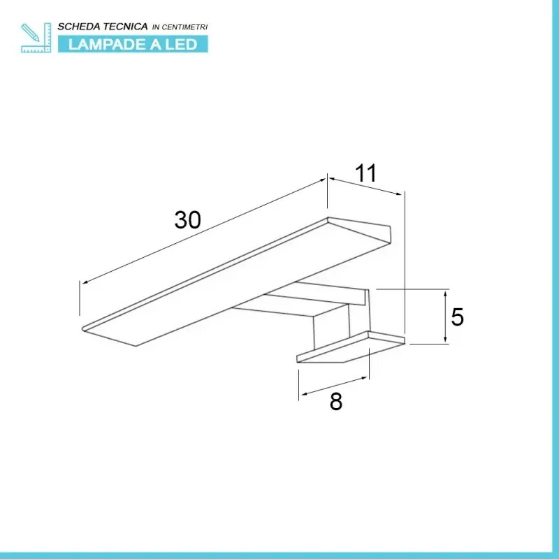 Lampada LED 30 cm triangolare con luce fredda e doppia installazione