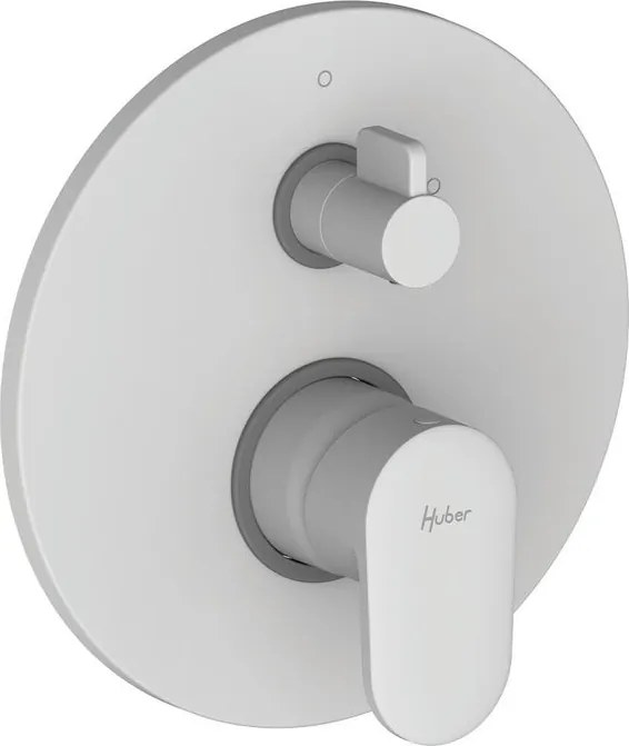 Rubinetto per doccia getto laminare cristallino ad incasso monocomando PLANO bianco opaco HUBER