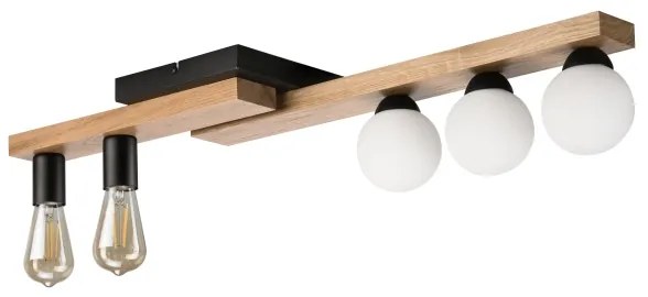 Lampadario a plafone MATTE 2xE27/15W/230V + 3xG9/5W/230V nero/quercia