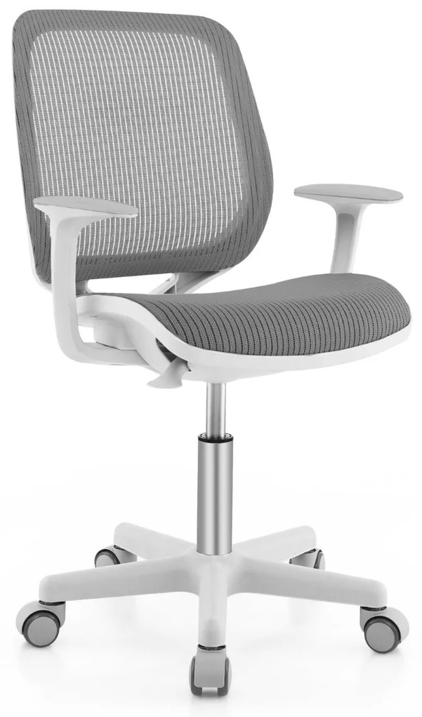 Costway Sedia girevole per bambini regolabile in altezza con freno di seduta, Sedia da scrivania ergonomica Grigio
