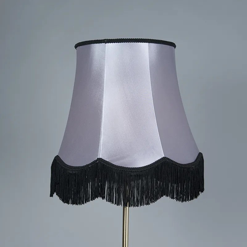 Lampada da terra in ottone con paralume Granny nero-grigio 45 cm - Kaso