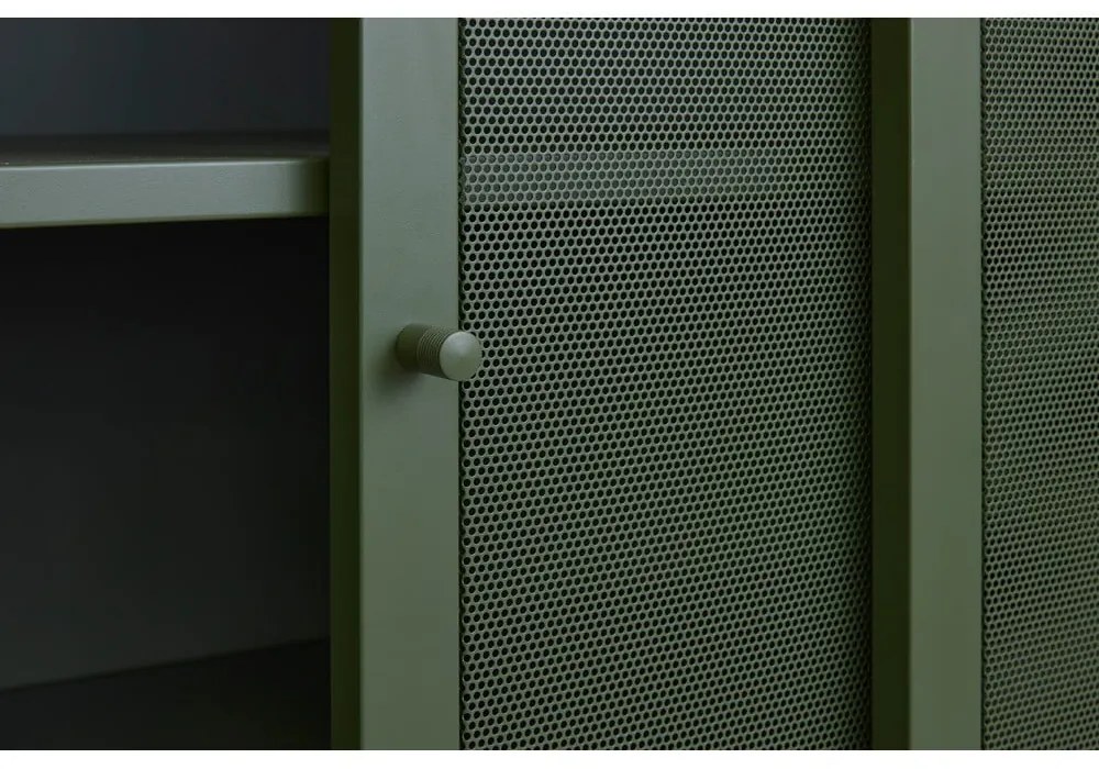 Armadietto in verde scuro in metallo con ante scorrevoli 90x140x40 cm Veep – Unique Furniture