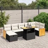 Set Divani da Giardino con Cuscini 8 pz Nero in Polyrattan 3276255