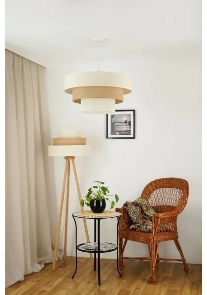 Brilagi - Lampada con piedistallo DENVER LUNETA 1xE27/15W/230V beige/marrone/color crema