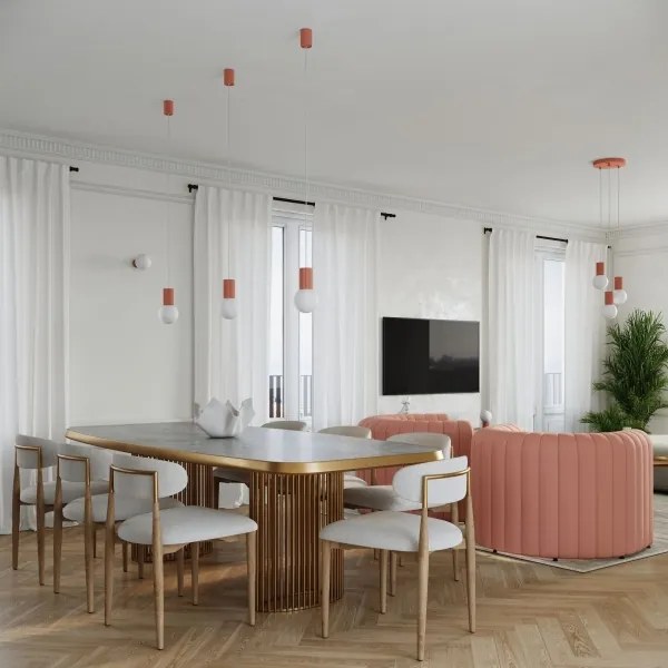 Sollux SL.1754 - Lampadario a sospensione con filo HALO 1xG9/8W/230V diametro 12 cm rosa
