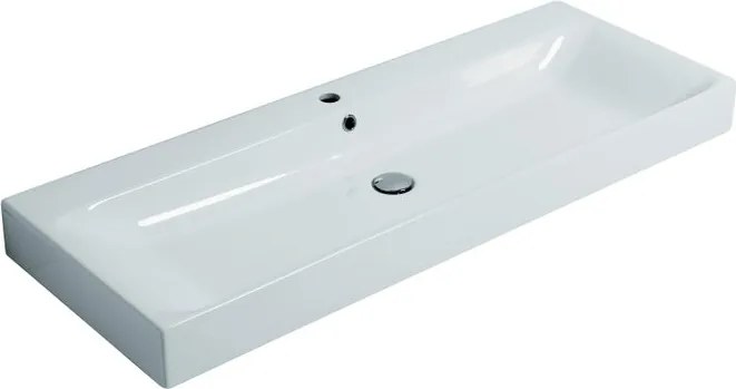 Lavabo sospeso rettangolare Cento 120cm H 10 x P 45 cm in ceramica bianco