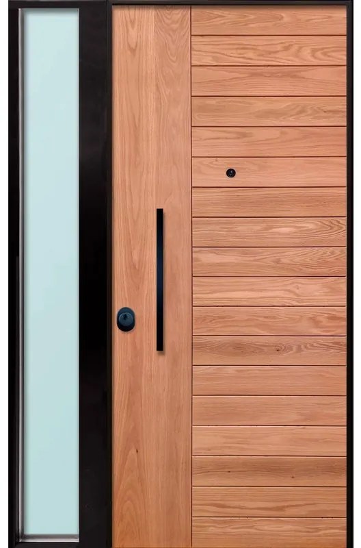 Porta blindata MASTER Maswood con vetro L 90 x H 210 cm in legno rovere/bianco, apertura spingere a destra, falso telaio incluso