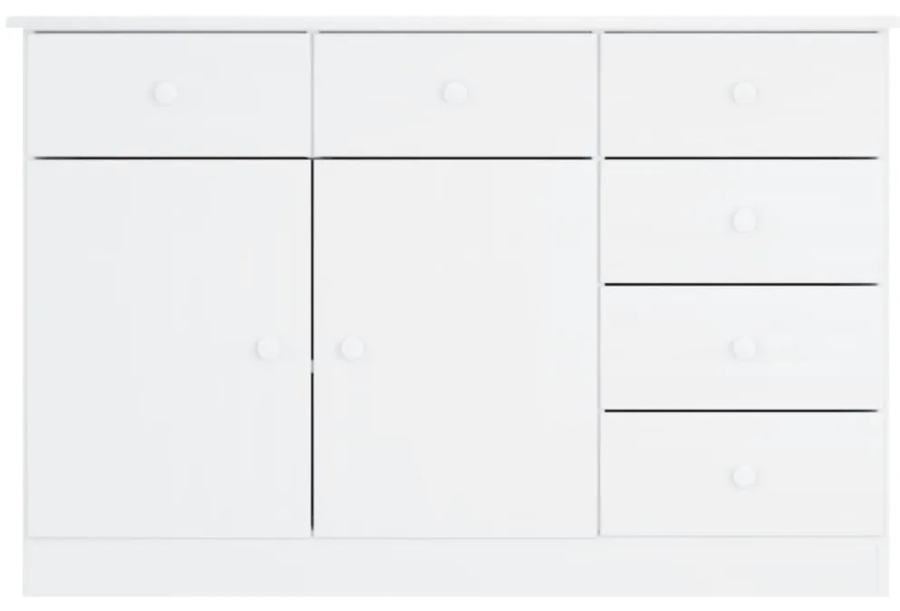 Credenza alta bianca 112x35x73 cm in legno massello di pino