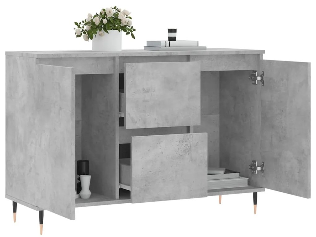 Credenza grigio cemento 104x35x70 cm in legno multistrato