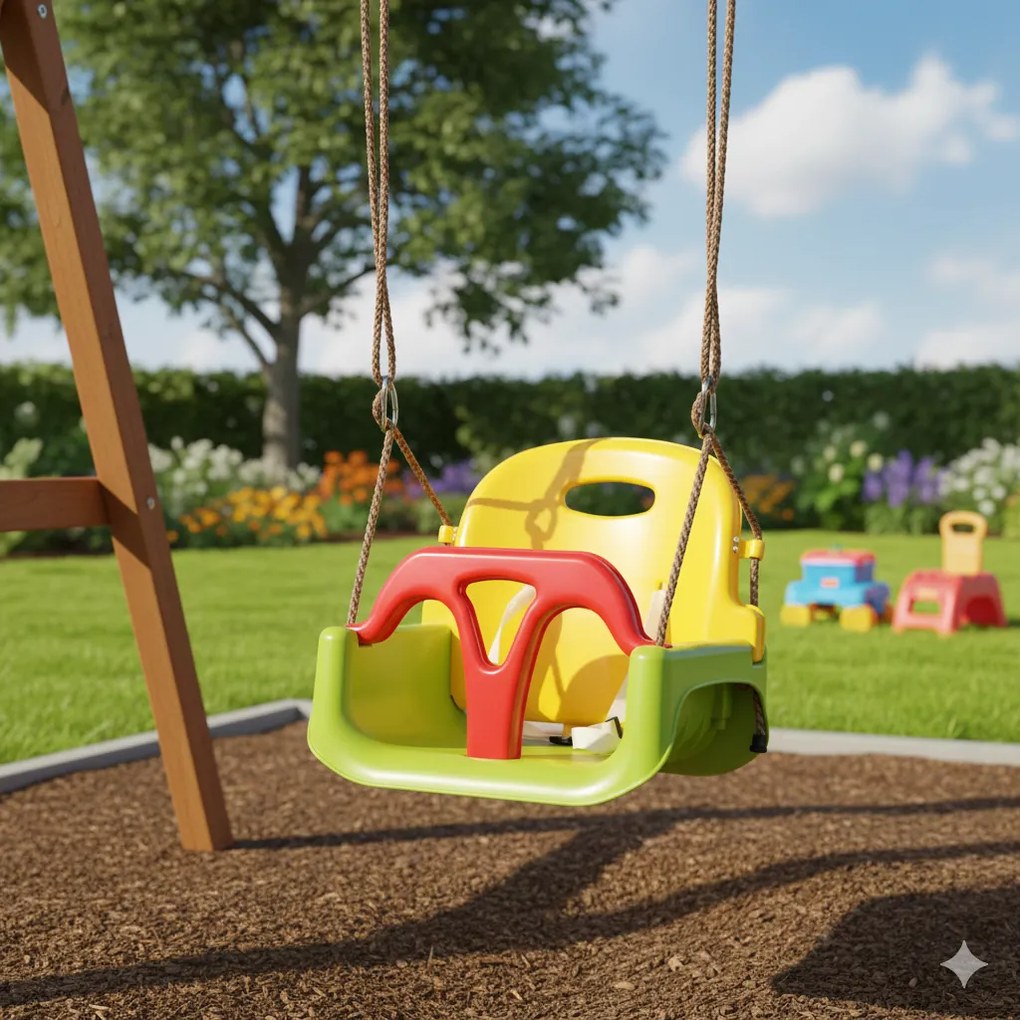 Altalena per Bambini 9-36 Mesi 42x33x120-180 cm in PP e PE con Corda...