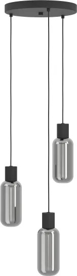 Eglo 901004 - Lampadario a sospensione con cavo MAIONE 3xE27/4W/230V nero/fumé