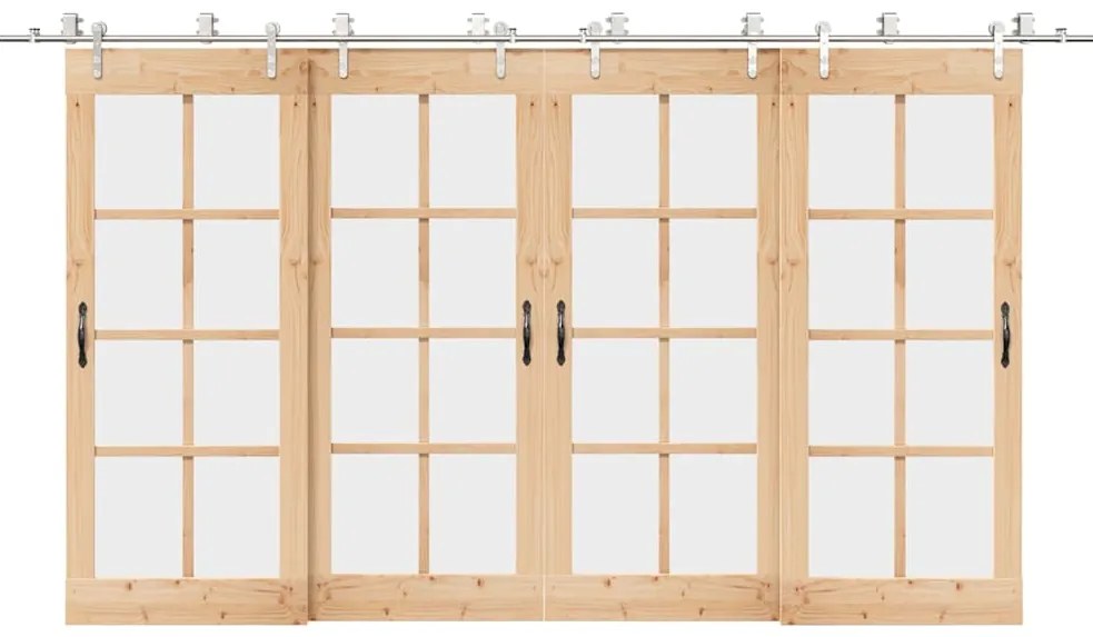 Kit Binari Porta Scorrevole 400 Cm Acciaio Inossidabile Argento /