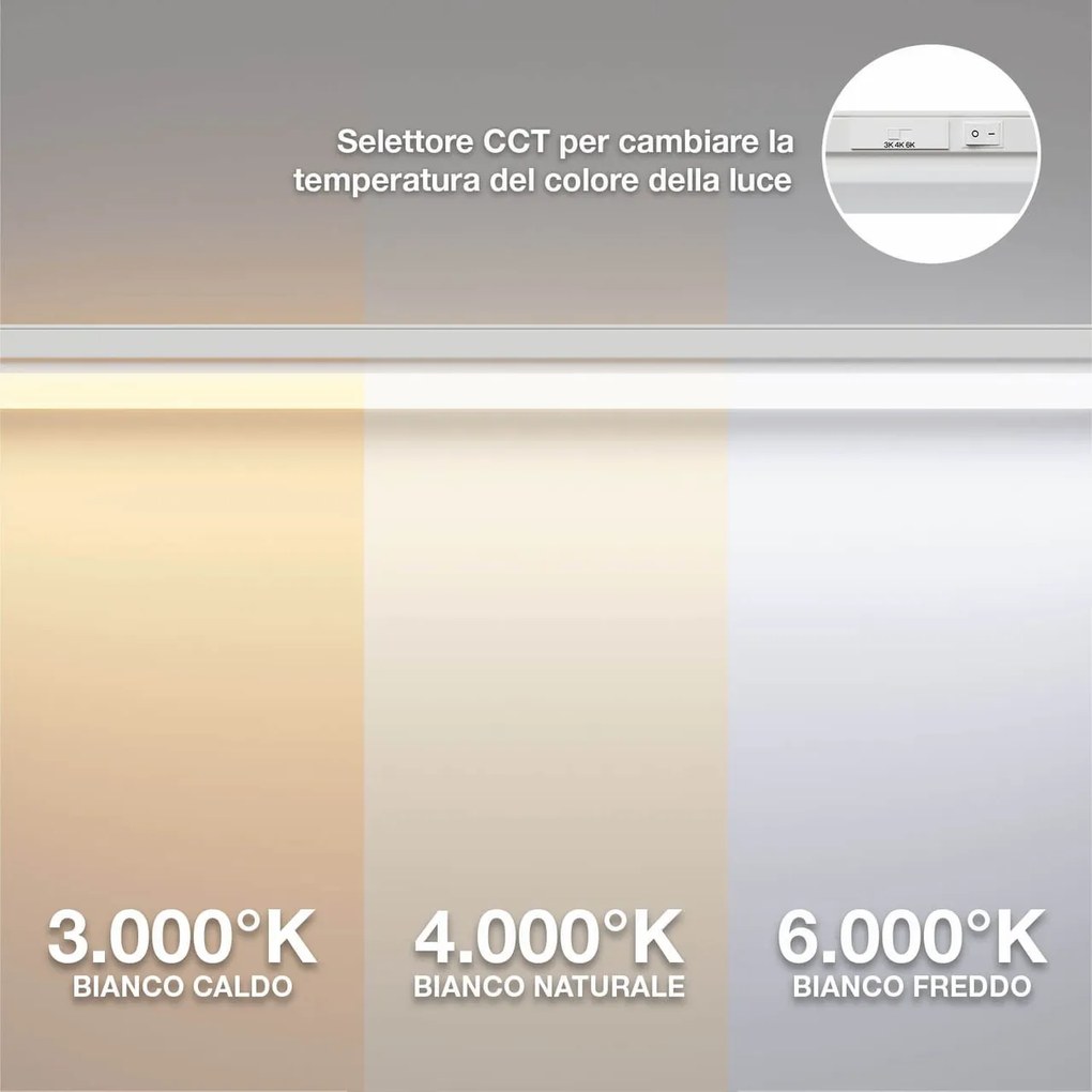 Tubo LED Integrato T5 18W 120cm CCT Bianco Variabile Angolo 160°