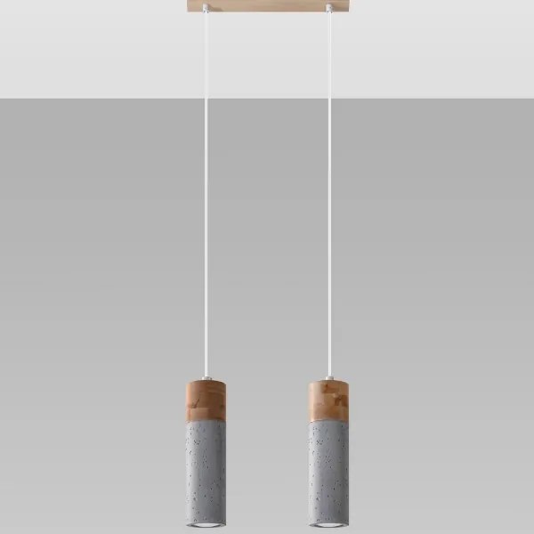Sollux SL.0966 - Lampadario a sospensione con filo ZANE 2xGU10/40W/230V calcestruzzo/legno