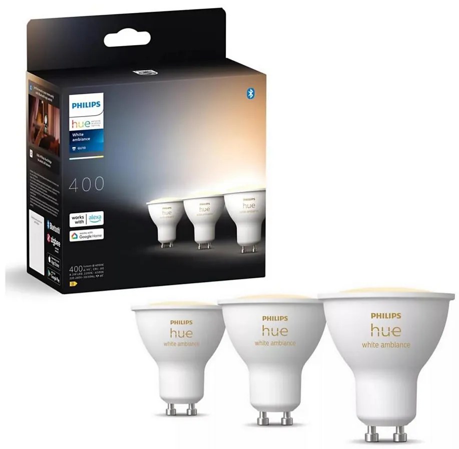 SET 3x Lampadina LED dimmerabile Philips Hue WHITE AMB. GU10/4,2W/230V 2200-6500K
