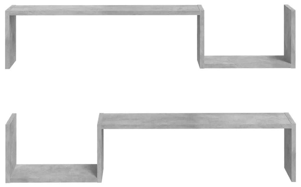 Mensole a muro 2 pz grigio cemento 100x15x20 cm in truciolato