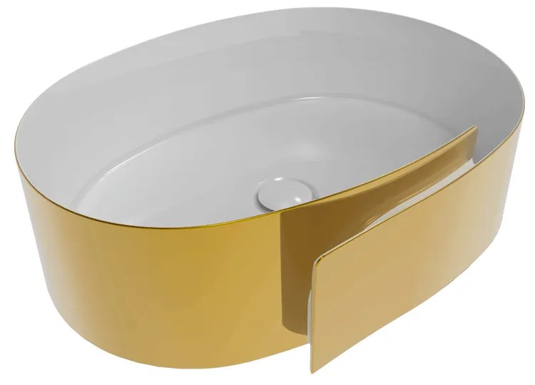 Flaminia Roll 56 Lavabo 56 cm da appoggio di design in ceramica bianco metal oro