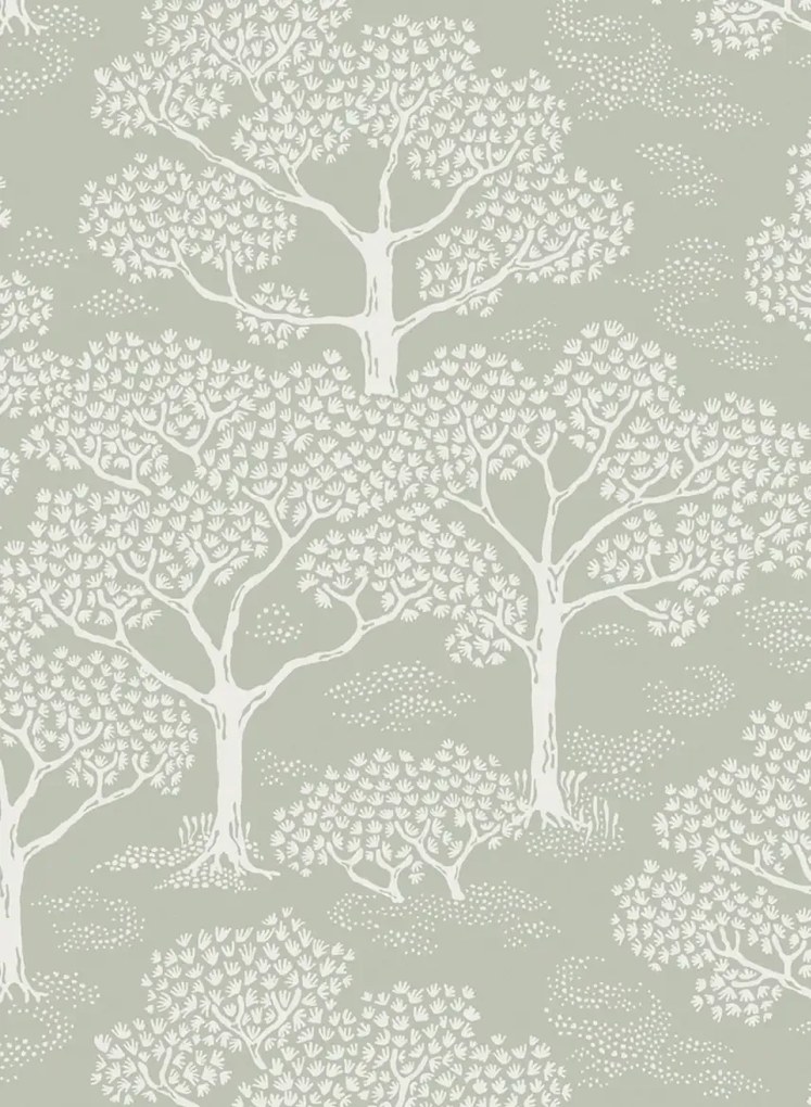 Littlephant Carta da parati Woodland Notes - Sage Green