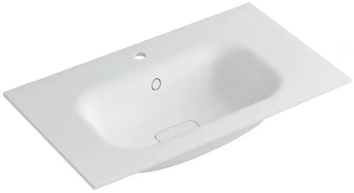 Lavabo a incasso rettangolare vasca centrale L 90.5 x H 15 x P 46 cm in resina bianco opaco