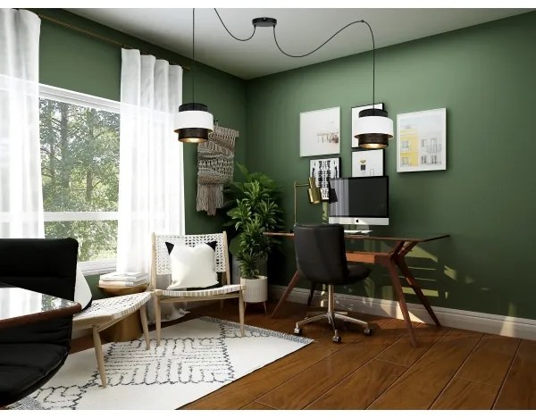 Lampadario a sospensione con filo NESS 2xE27/60W/230V ragno nero/bianco