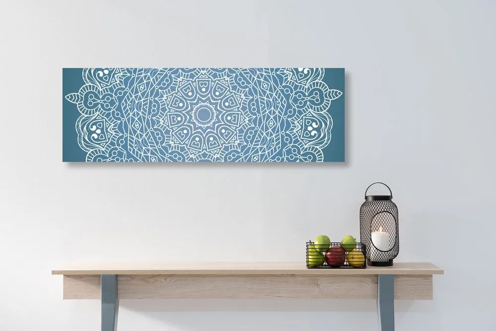 Stampa su tela – Mandala meditativo su sfondo blu
