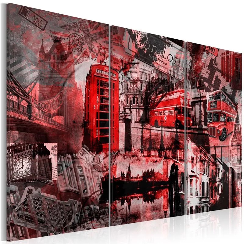 Quadro Londra rossa  Colore Grigio, Dimensioni e Misure 90x60