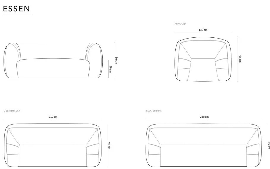 Divano in tessuto bouclé grigio chiaro 230 cm Essen - Cosmopolitan Design