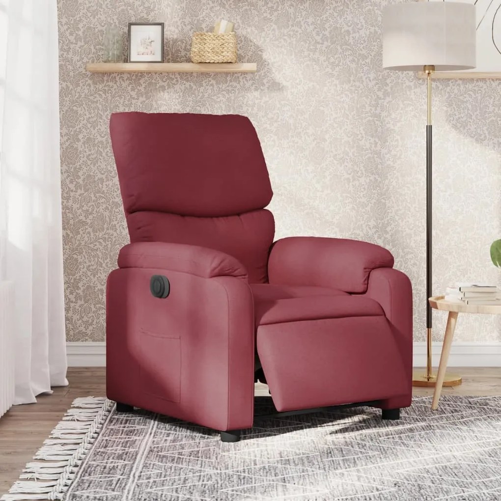 Poltrona Elettrica Reclinabile Rosso Vino İn Tessuto /