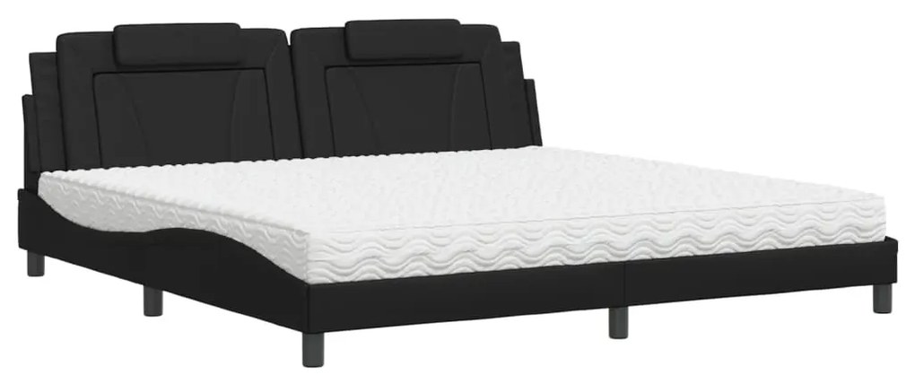 Letto con materasso nero 200x200 cm in similpelle