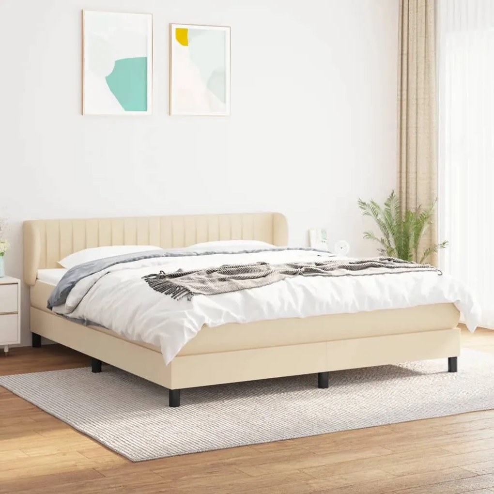 Giroletto A Molle Con Materasso Crema 160x200 Cm İn Tessuto /