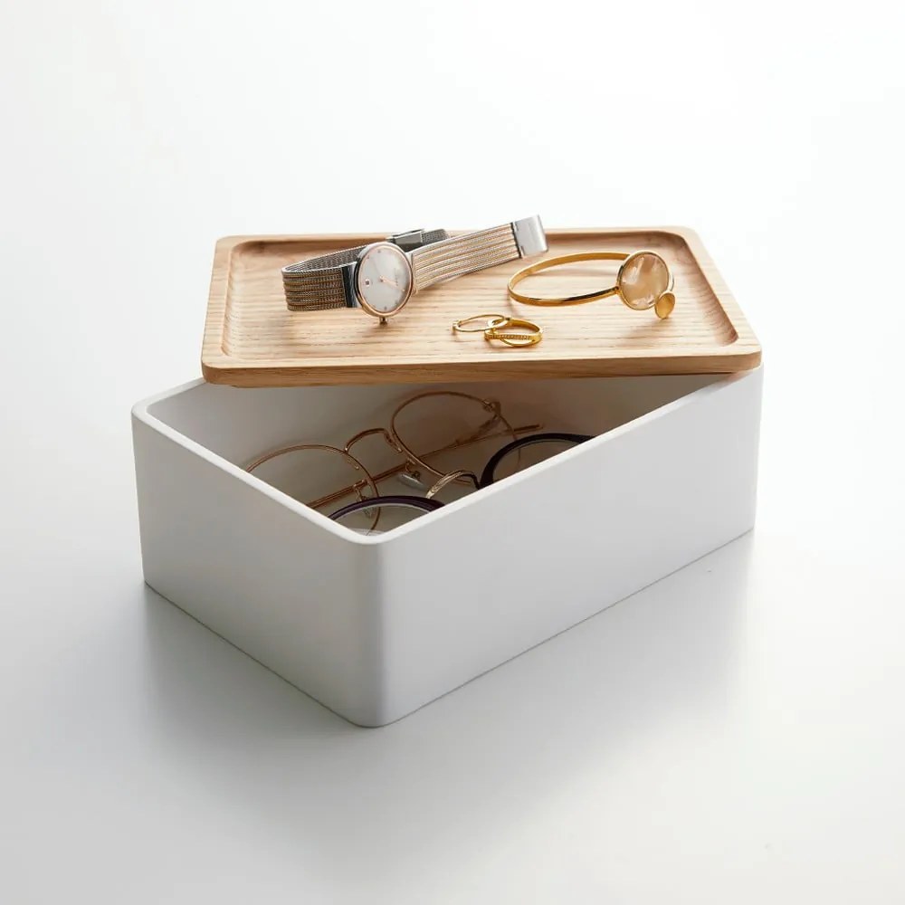 Scatola con coperchio bianca 18,5x12,5x7 cm Rin – YAMAZAKI