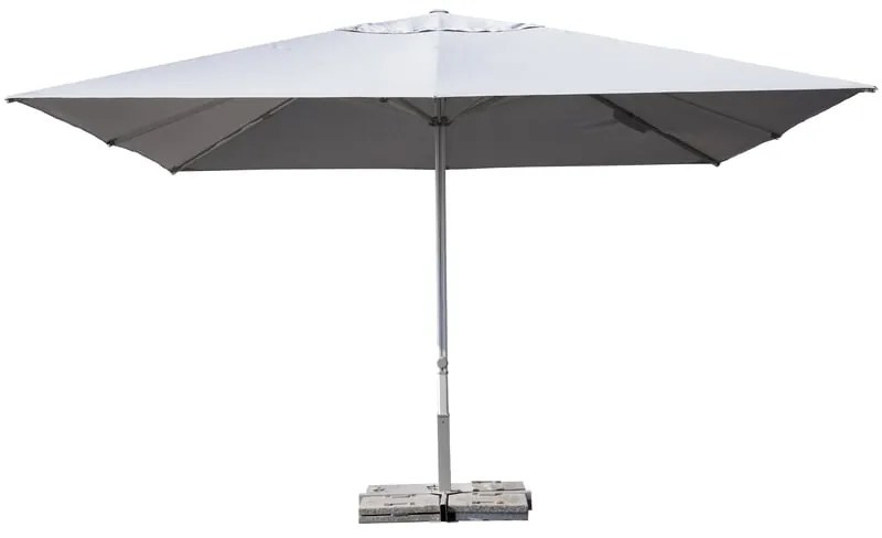 Ombrellone a palo centrale bianco / argento SOMBRA CONTRACT NATERIAL con telo rettangolare grigio L 273 x P 400 x H 400 cm