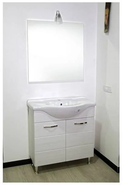 Mobile bagno 85 cm con lavabo e specchio bianco portuna - Antonella 16891