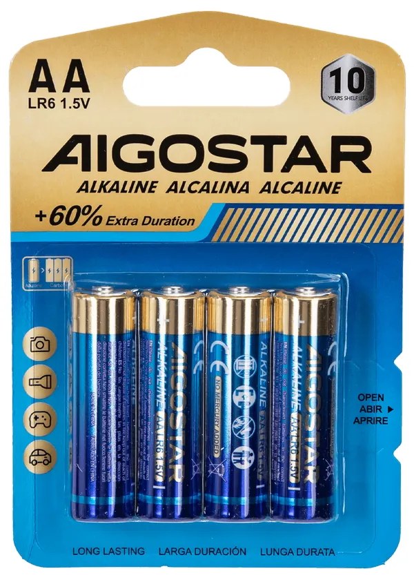 Batteria Aigostar 1,5V AA Stilo Alcalina confezione da 4 pile