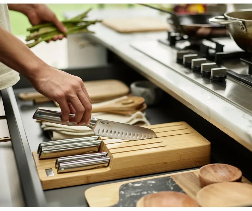 Set di coltelli con lama in acciaio inox e supporto 5 pz Elevate Bamboo – Joseph Joseph